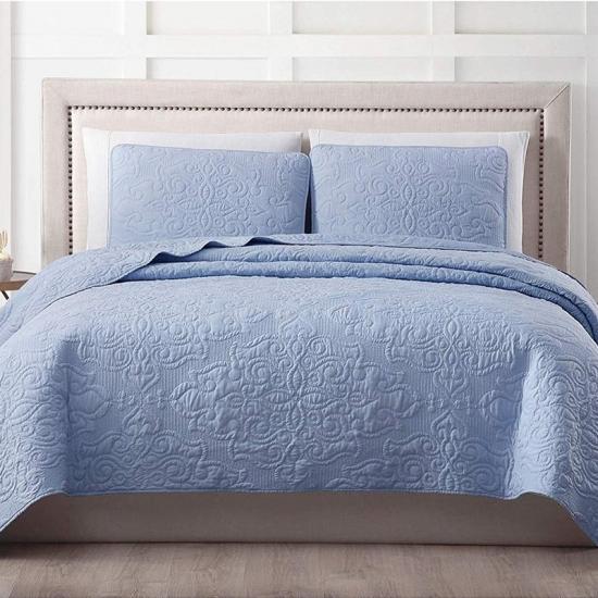 HJ HOME FASHION Cotton Damask-Embroidery Quilt Set